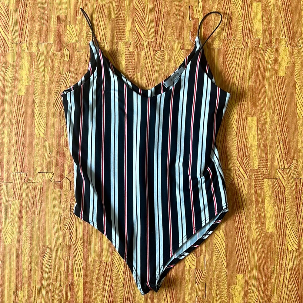 Gaze Onesie black/red/white striped size S